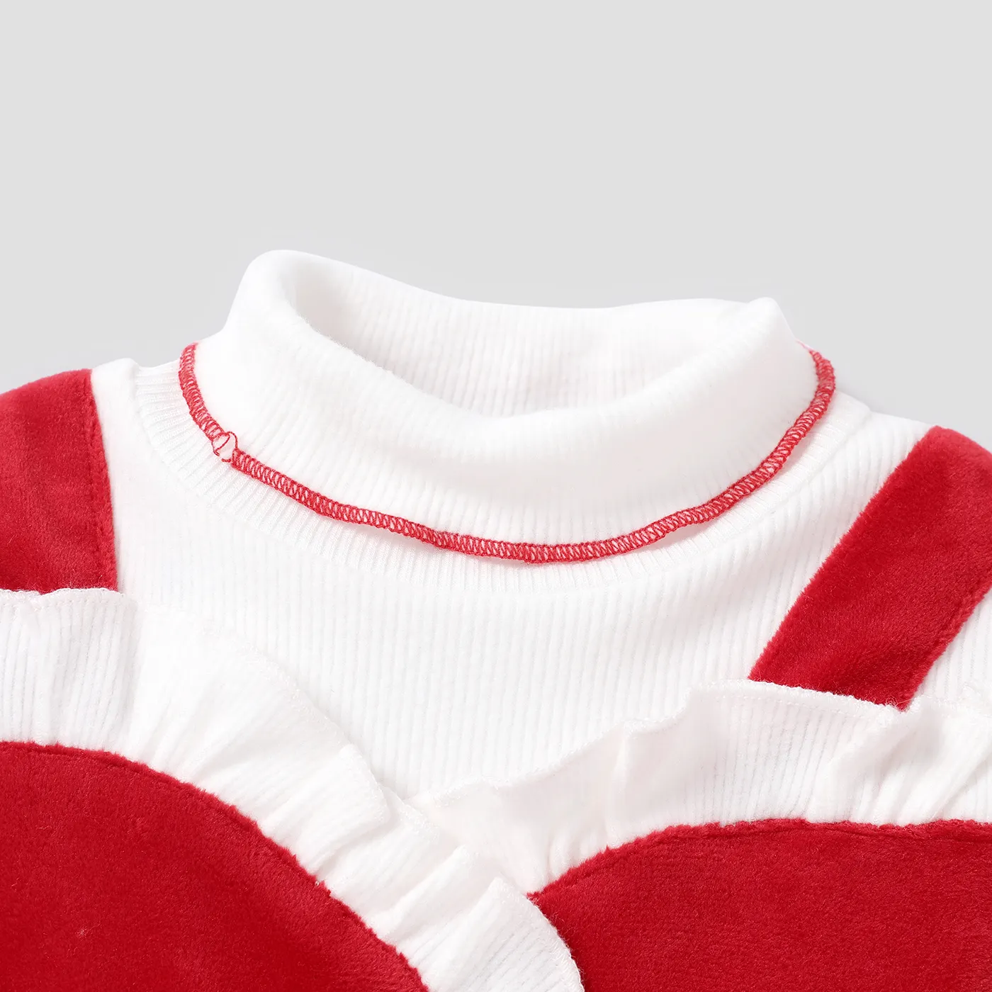 Baby Girl Sweet Fabric Stitching Christma Long Sleeve Dress  image 3