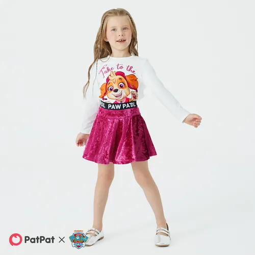PAW Patrol Toddler Girl 2pcs Character Print Long-sleeve Top and Letter Tape Skirt Set 