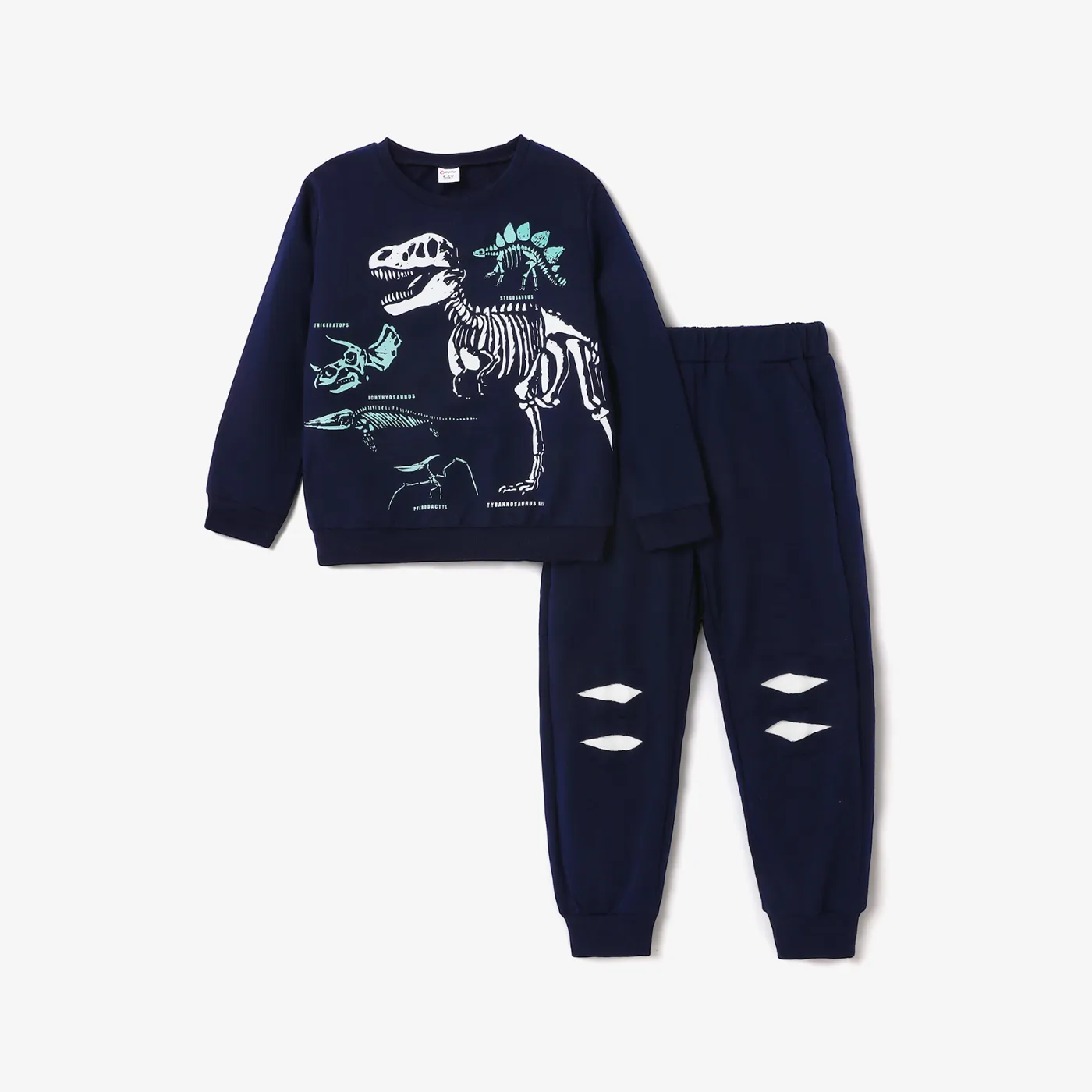2pcs Kid Boy Dinosaur Pattern and Hole Design Set