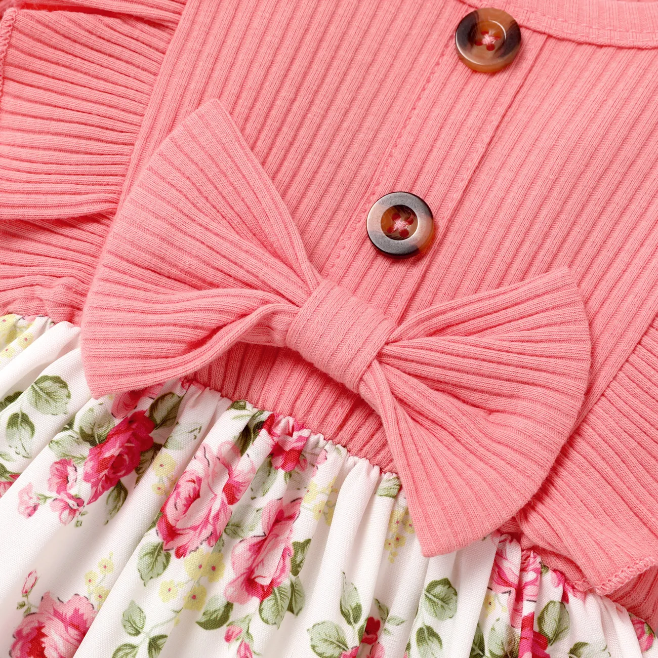 2 unidades Bebé Costuras de tecido Rosa Bonito Manga comprida Vestidos Rosa big image 1