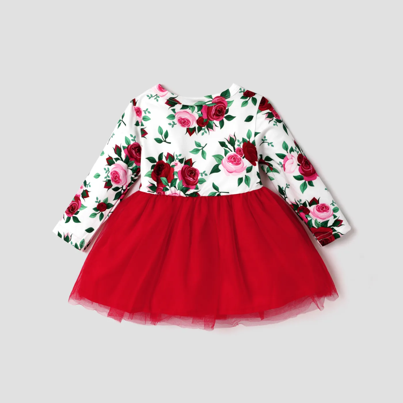 Bebé Rosa Bonito Manga comprida Vestidos vermelho 2 image 2