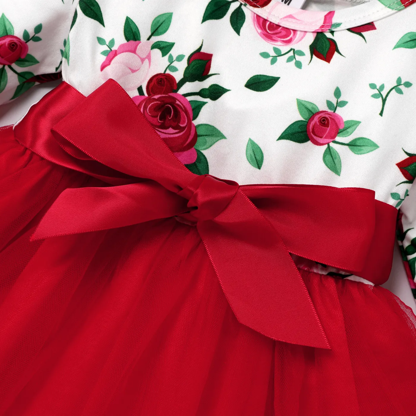 Bebé Rosa Bonito Manga comprida Vestidos vermelho 2 image 4