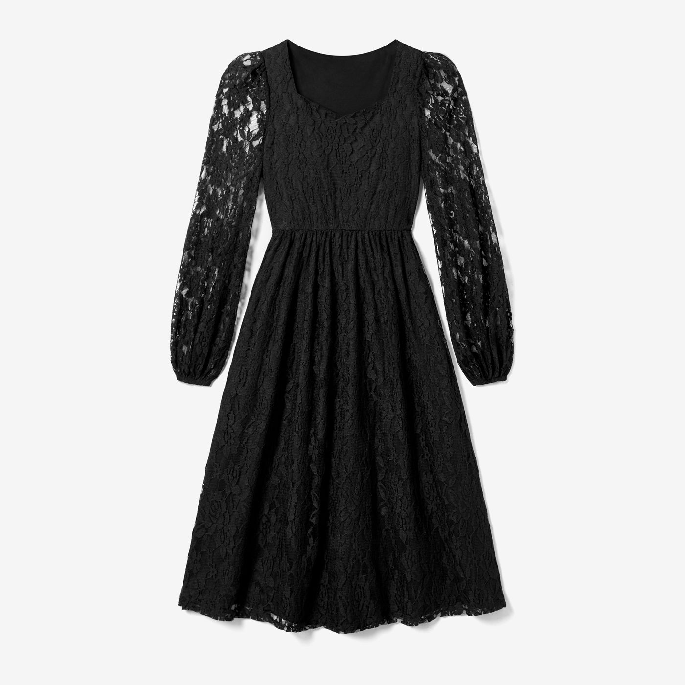 

Halloween Mommy and Me Gothic Long-sleeve Black Lace Dresses