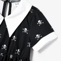 Halloween Family Matching Skull Print Gothic Short Sleeve Dresses and Tops Sets  image 3