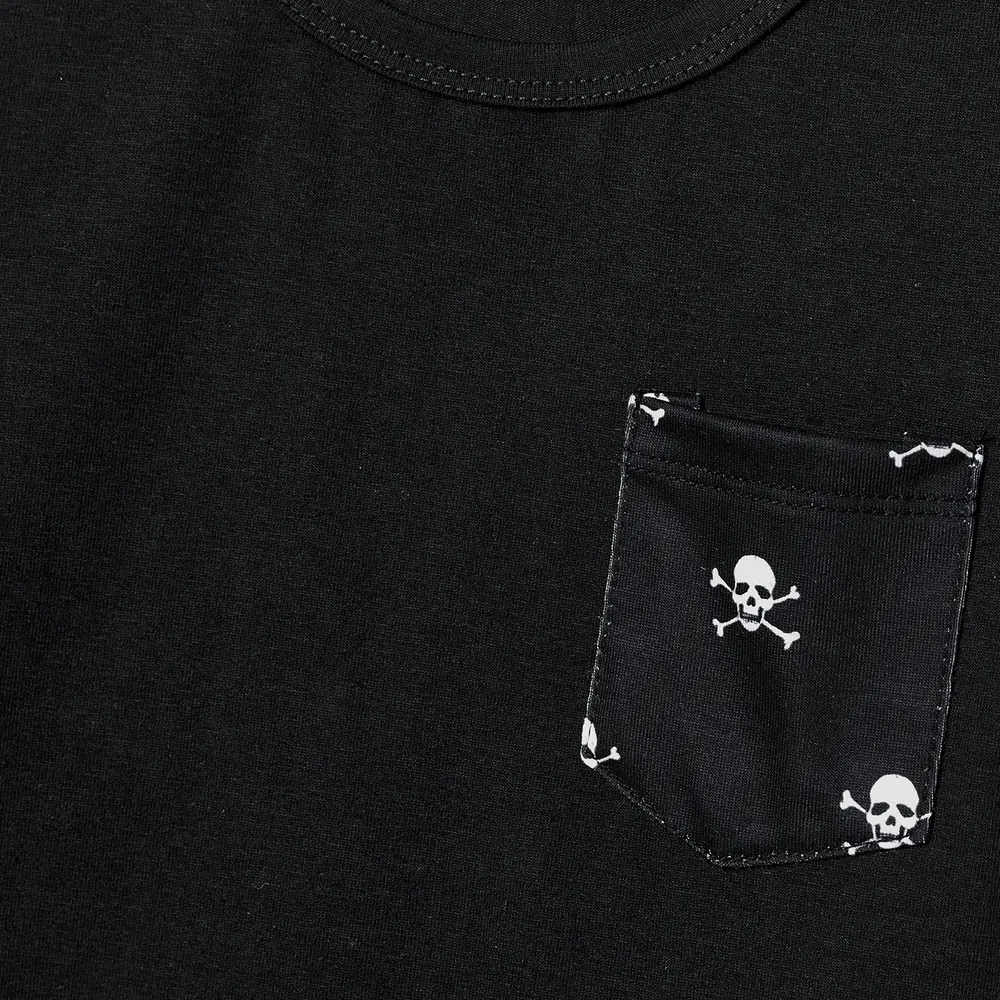 Halloween Family Matching Skull Print Gothic Short Sleeve Dresses and Tops Sets big image 9