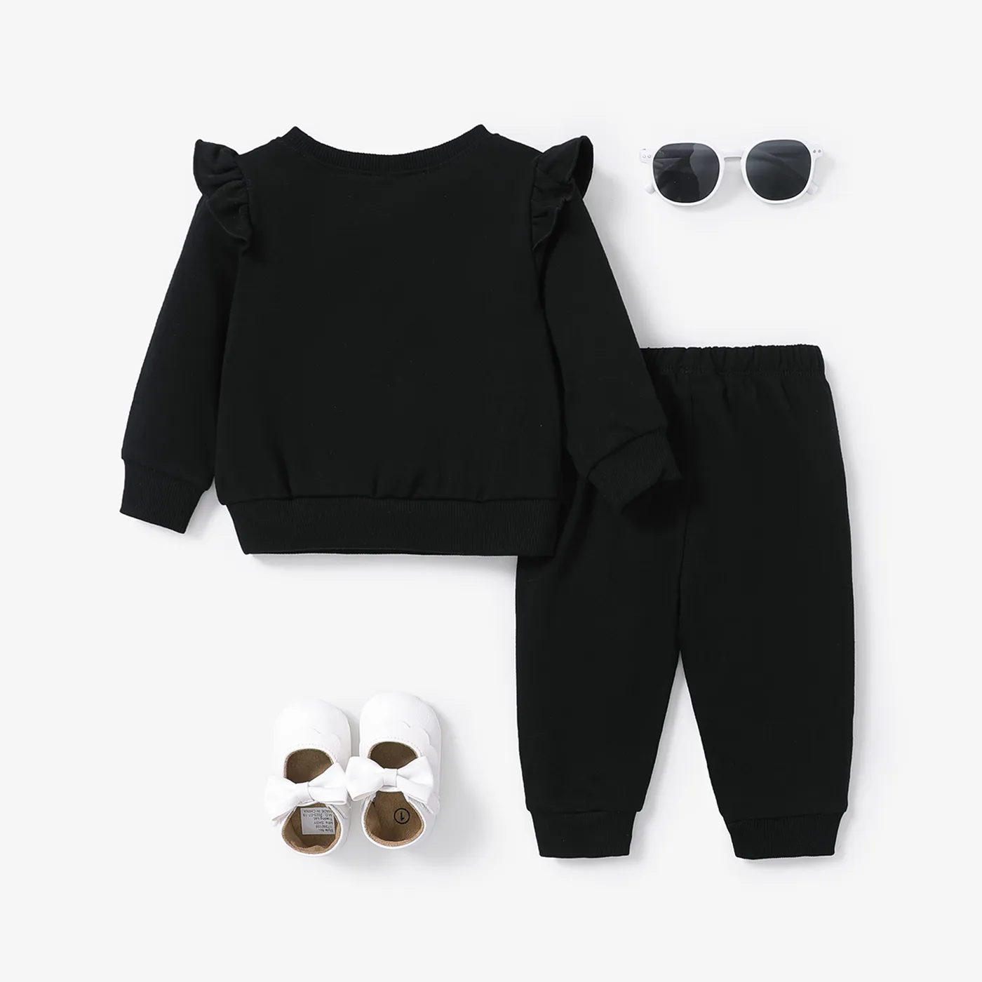 2 unidades Bebé Menina Infantil Manga comprida Conjunto para bebé Preto image 2