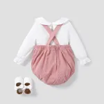2pcs Baby Girl Heart-shaped Lace Lapel Design Set Pink image 3