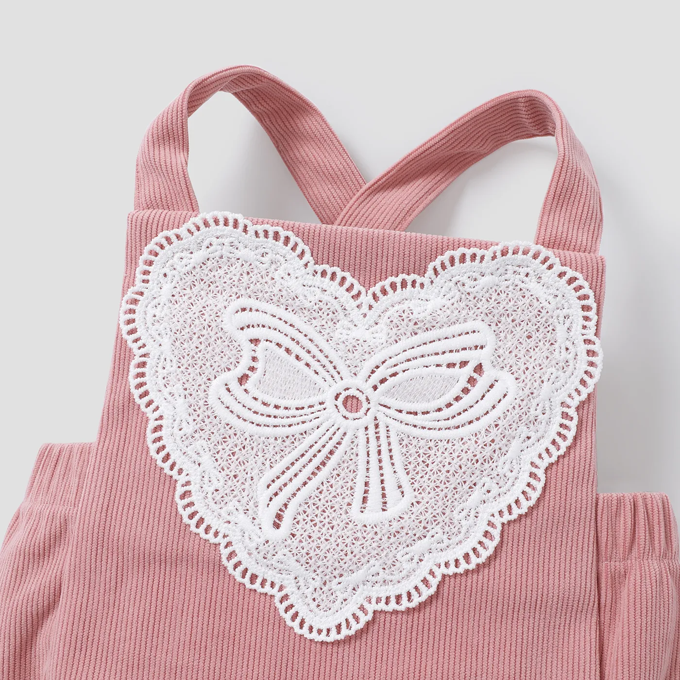 2pcs Baby Girl Heart-shaped Lace Lapel Design Set Pink image 4