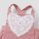 2pcs Baby Girl Heart-shaped Lace Lapel Design Set Pink image 4