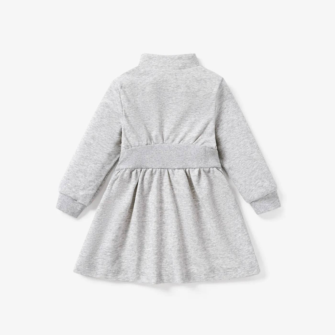 Go-Neat Toddler Girl Casual Solid Color Long Sleeve Dress Grey image 2