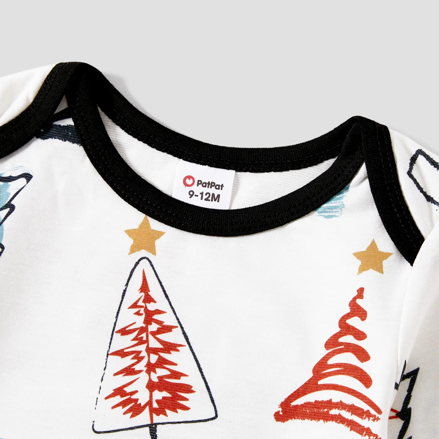 Christmas Family Matching Allover Xmas Tree Print Long-sleeve Naia Pajamas Sets (Flame Resistant) Black image 5