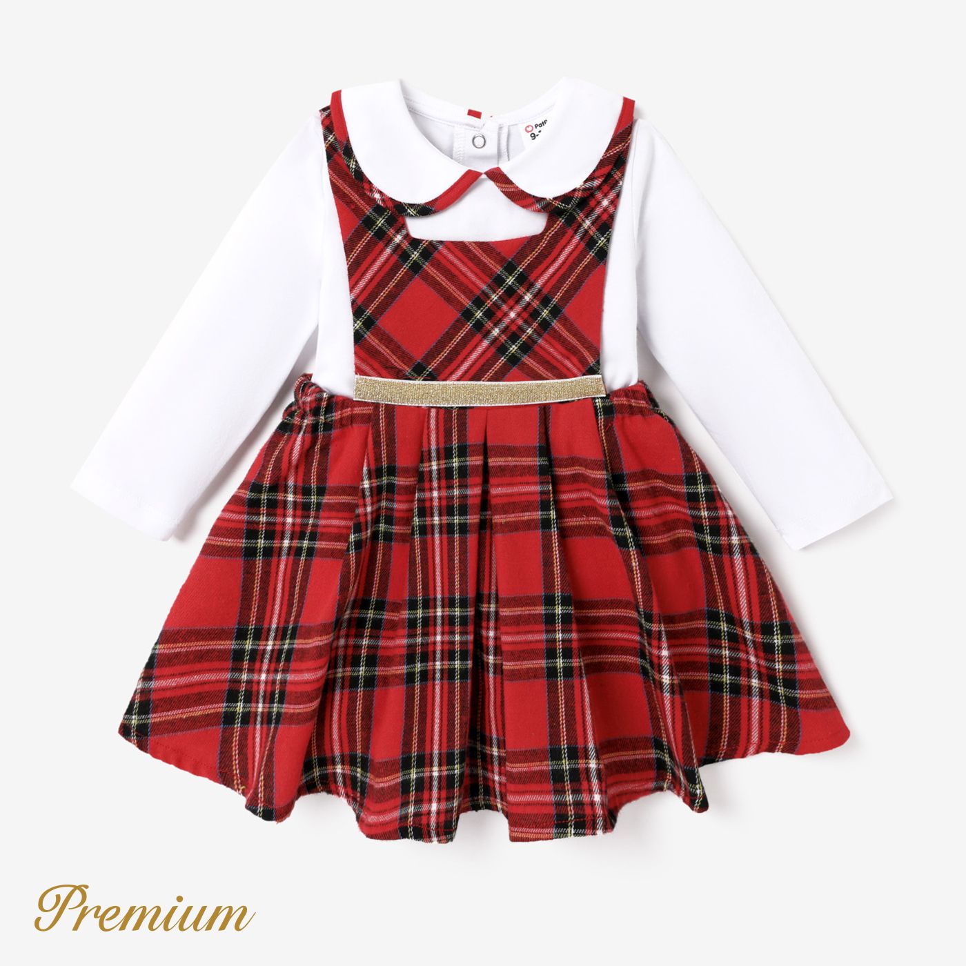 2pcs Baby Girl Elegant Grid Dress With Lapel
