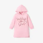 Toddler Girl Letter Print Solid Color Hooded Sweatshirt Dress pink-