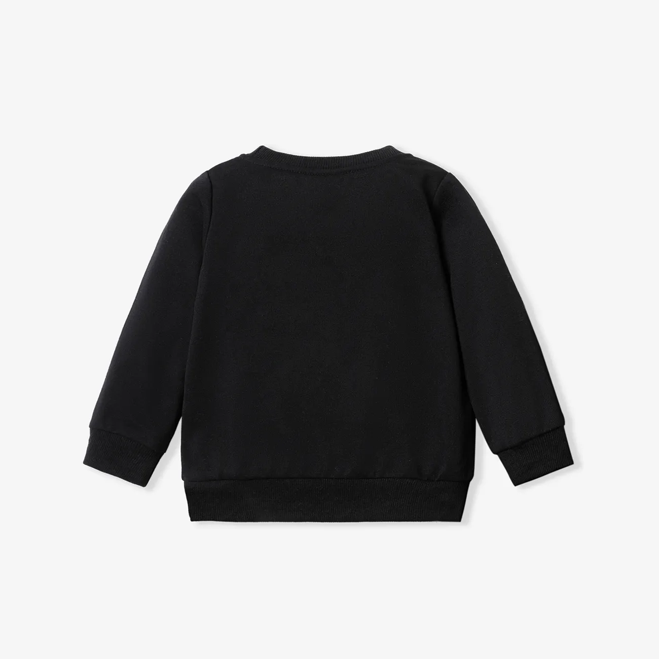 Baby Boy/Girl Glow in The Dark Print Long-sleeve Sweatshirt Black big image 1