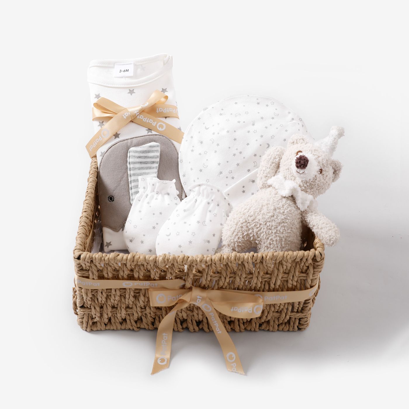 3件 嬰兒 中性 立體造型 大象 童趣 長袖 套裝禮盒