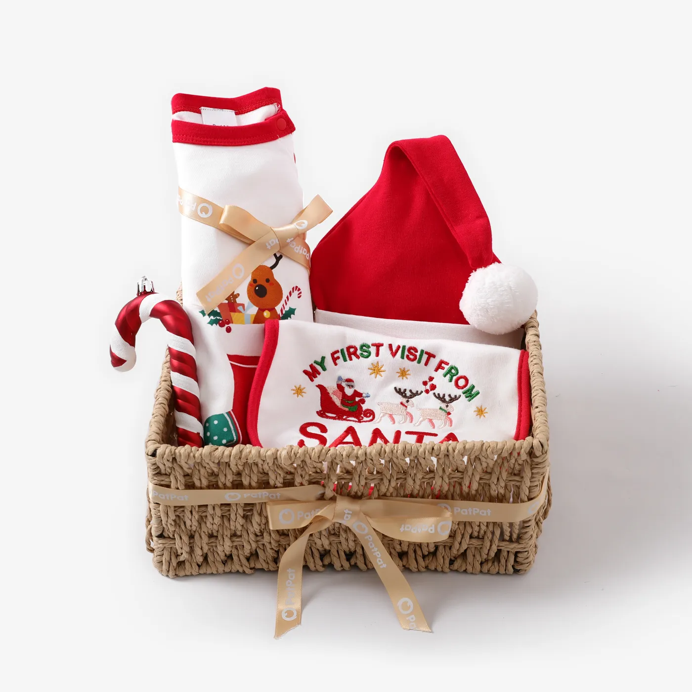 3pcs Baby Girl/Boy Christmas  Cotton Gift Set with Hat, Bodysuit, and Bib