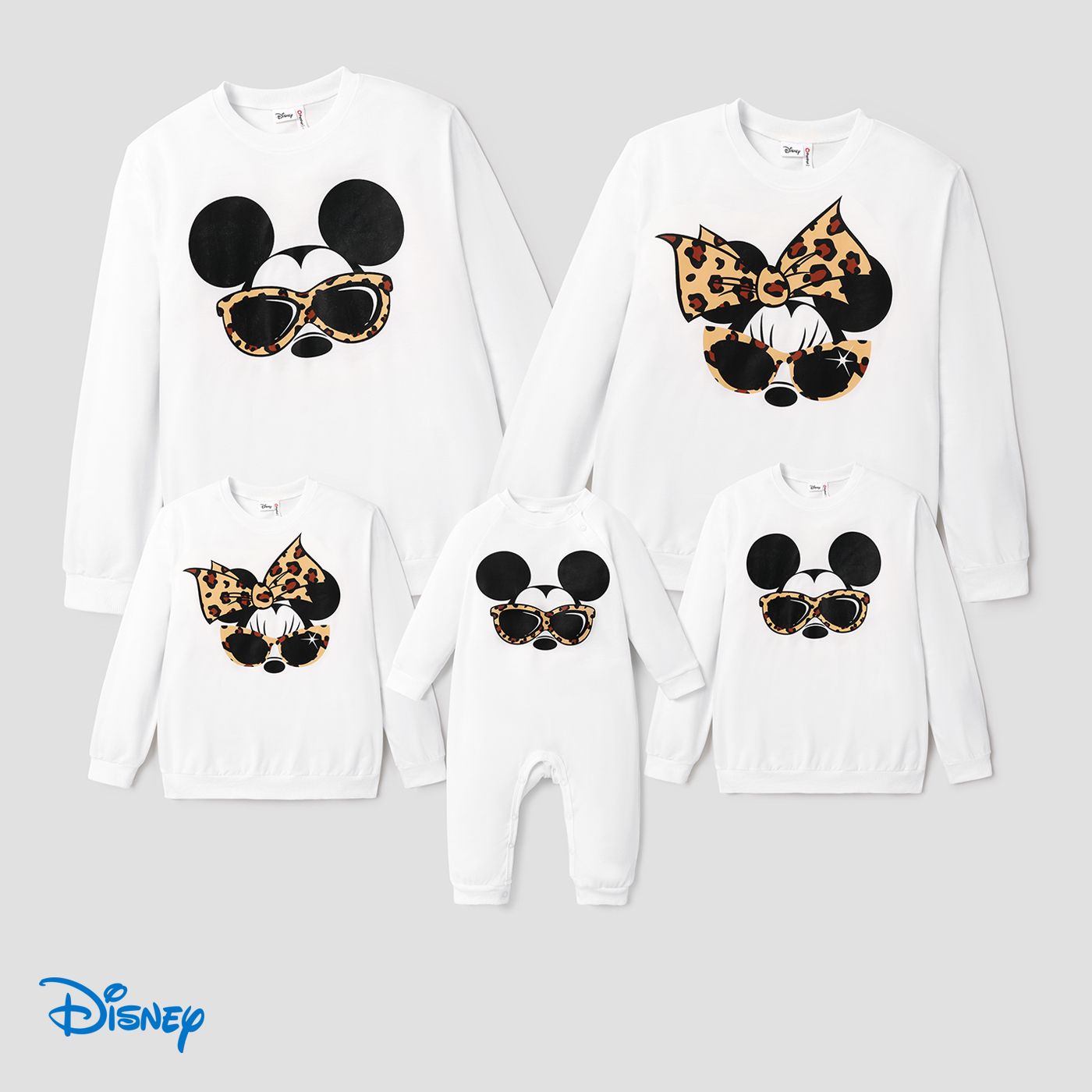 Disney Mickey And Friends Family Matching Character Print Long-sleeve White Top