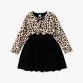 2pcs Kid Girl Butterfly Print Sleeveless Black Dress and Leopard Print Long-sleeve Cardigan Set  image 2