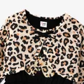 2pcs Kid Girl Butterfly Print Sleeveless Black Dress and Leopard Print Long-sleeve Cardigan Set  image 3