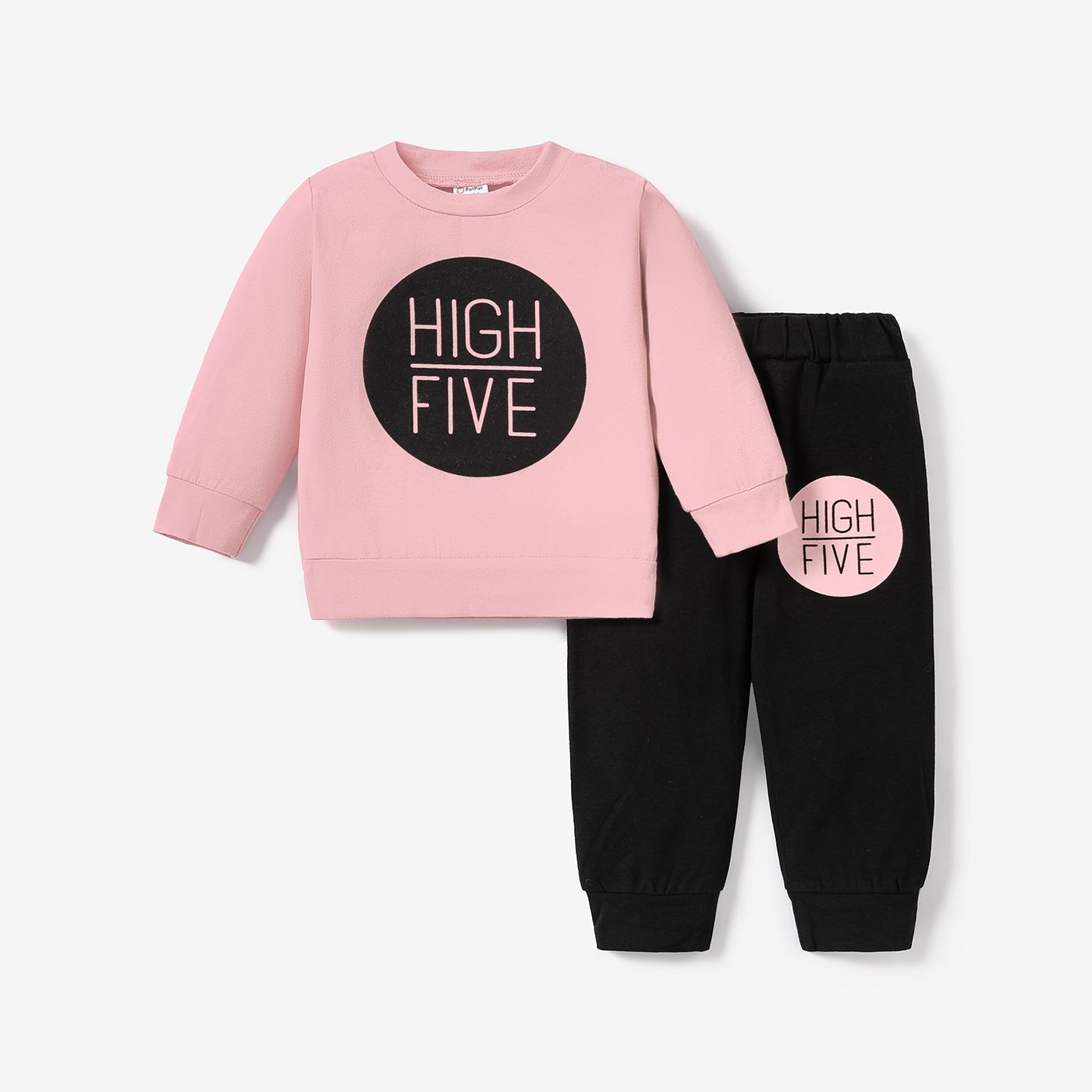 2pcs Baby Boy/Girl 95% Cotton Long-sleeve Letter Print Sweatshirt And Pants Set