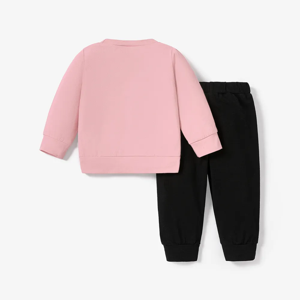 2pcs Baby Boy/Girl 95% Cotton Long-sleeve Letter Print Sweatshirt and Pants Set big image 5