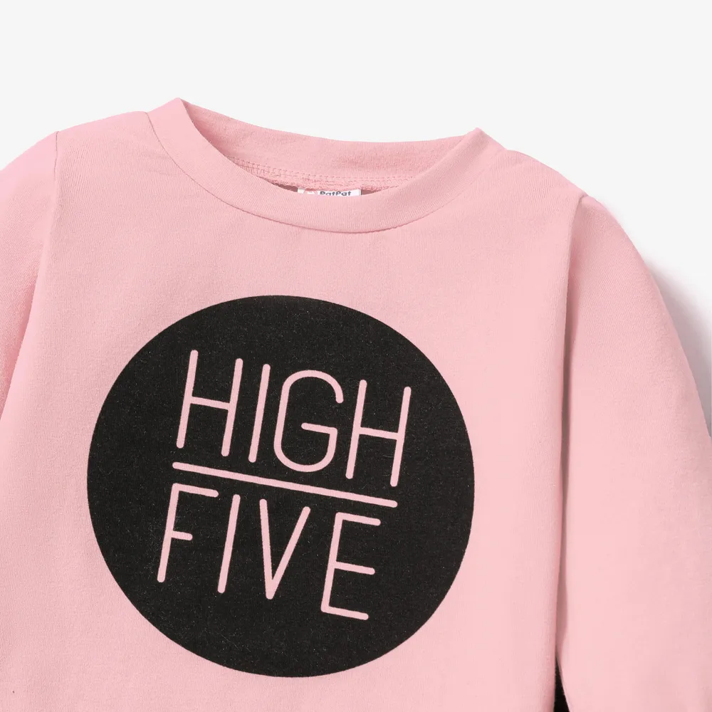 2pcs Baby Boy/Girl 95% Cotton Long-sleeve Letter Print Sweatshirt and Pants Set big image 2