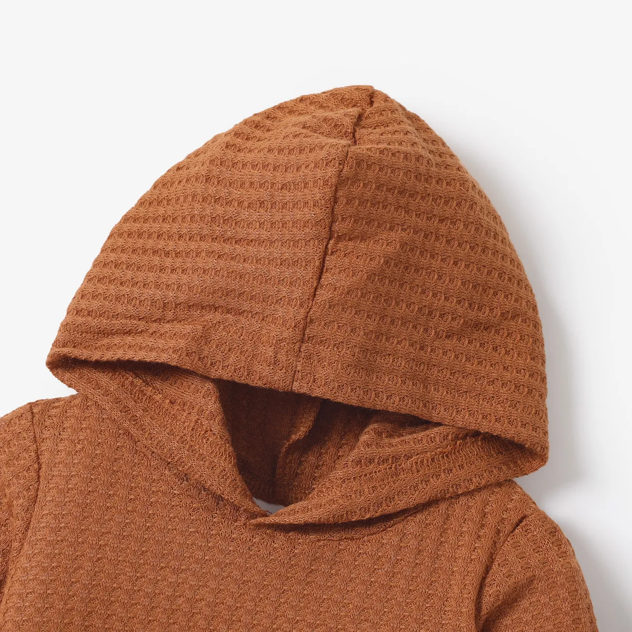 2-piece Baby Boy/Girl Waffle Hoodie Sweatshirt and 100% Cotton Ripped Denim Jeans Set Orange big image 1
