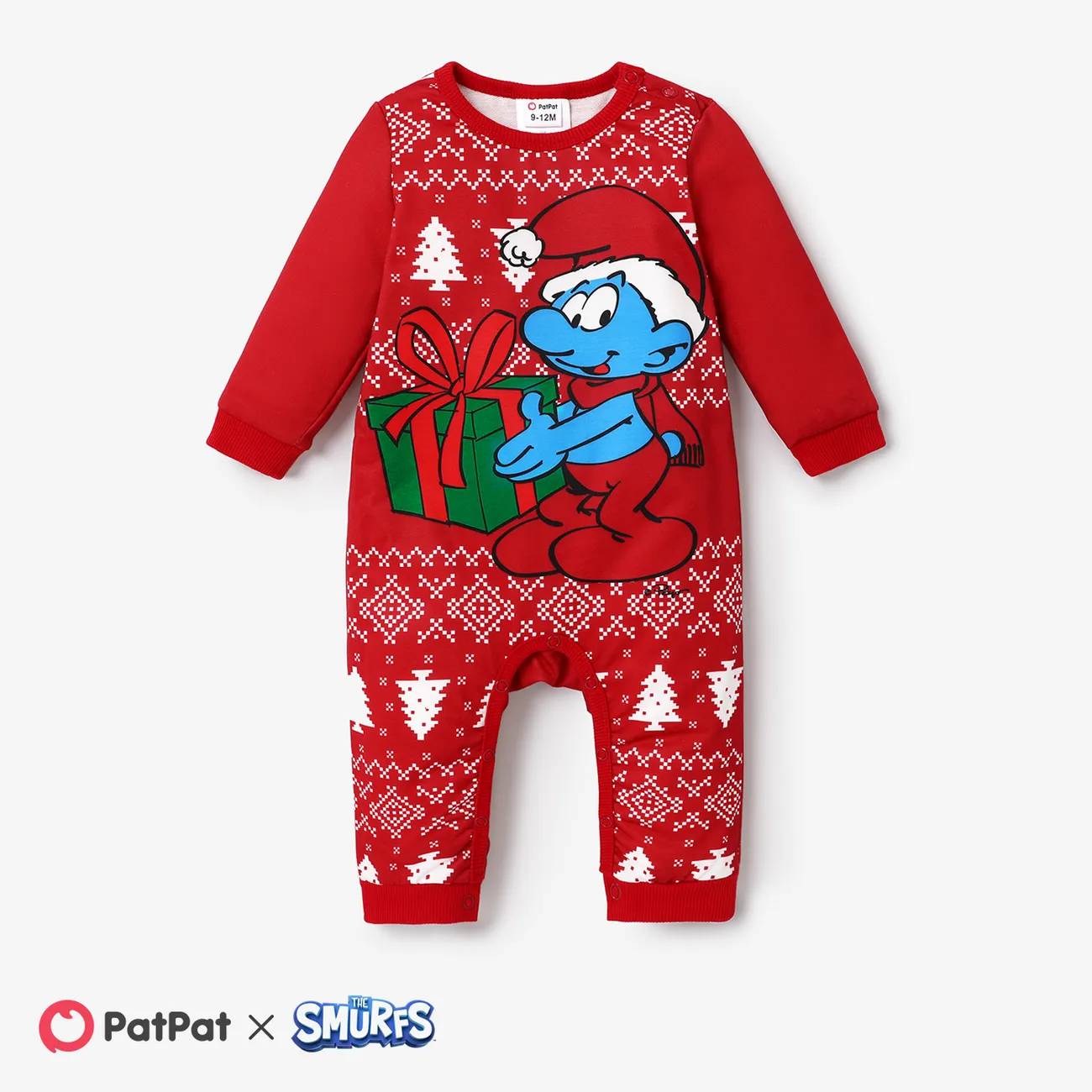 The Smurfs Family Matching Christmas Character & Snowflake Print Long-sleeve Top   big image 1