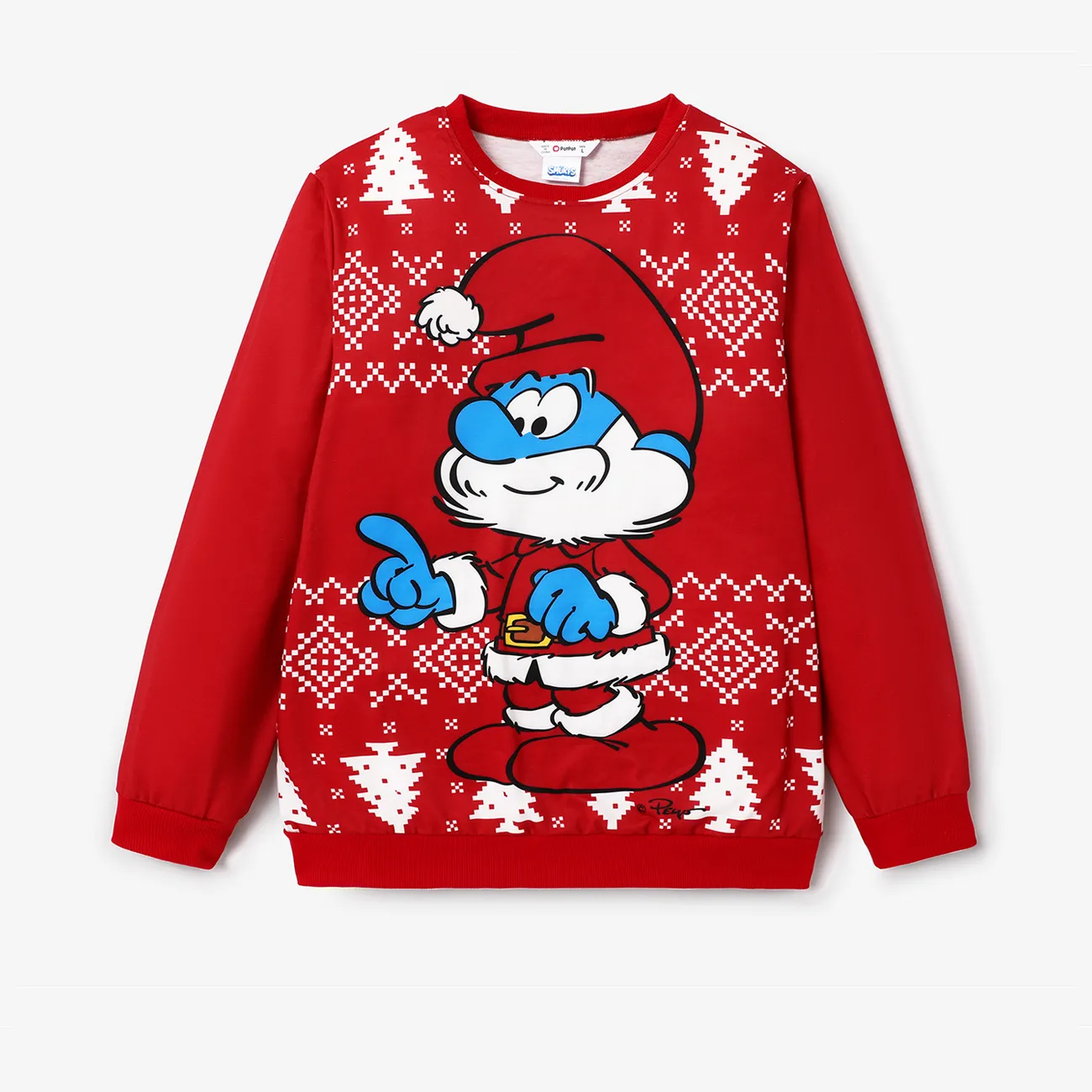 藍精靈 全家裝 聖誕節 長袖 親子裝 上衣 紅色 big image 1