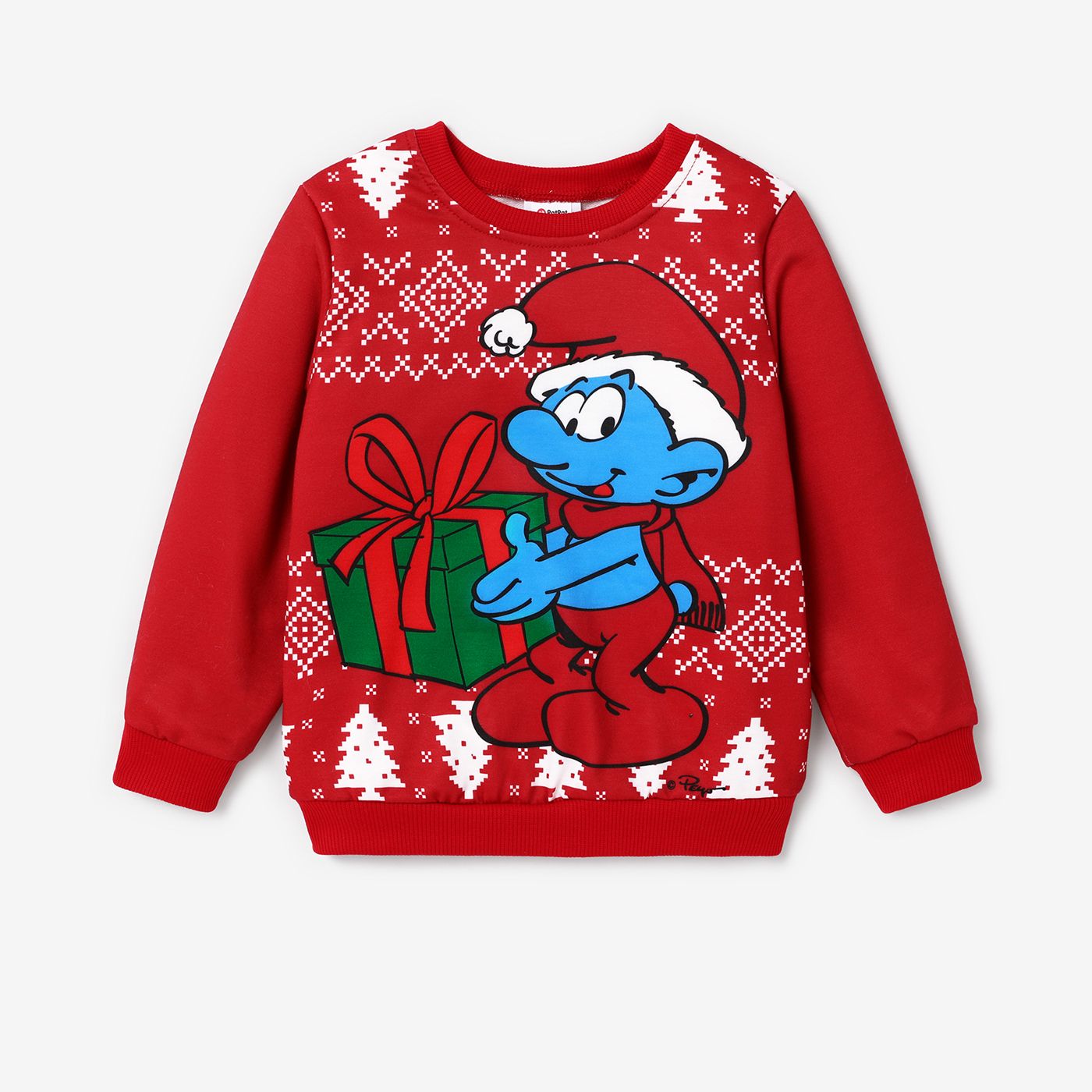 The Smurfs Family Matching Christmas Character & Snowflake Print Long-sleeve Top