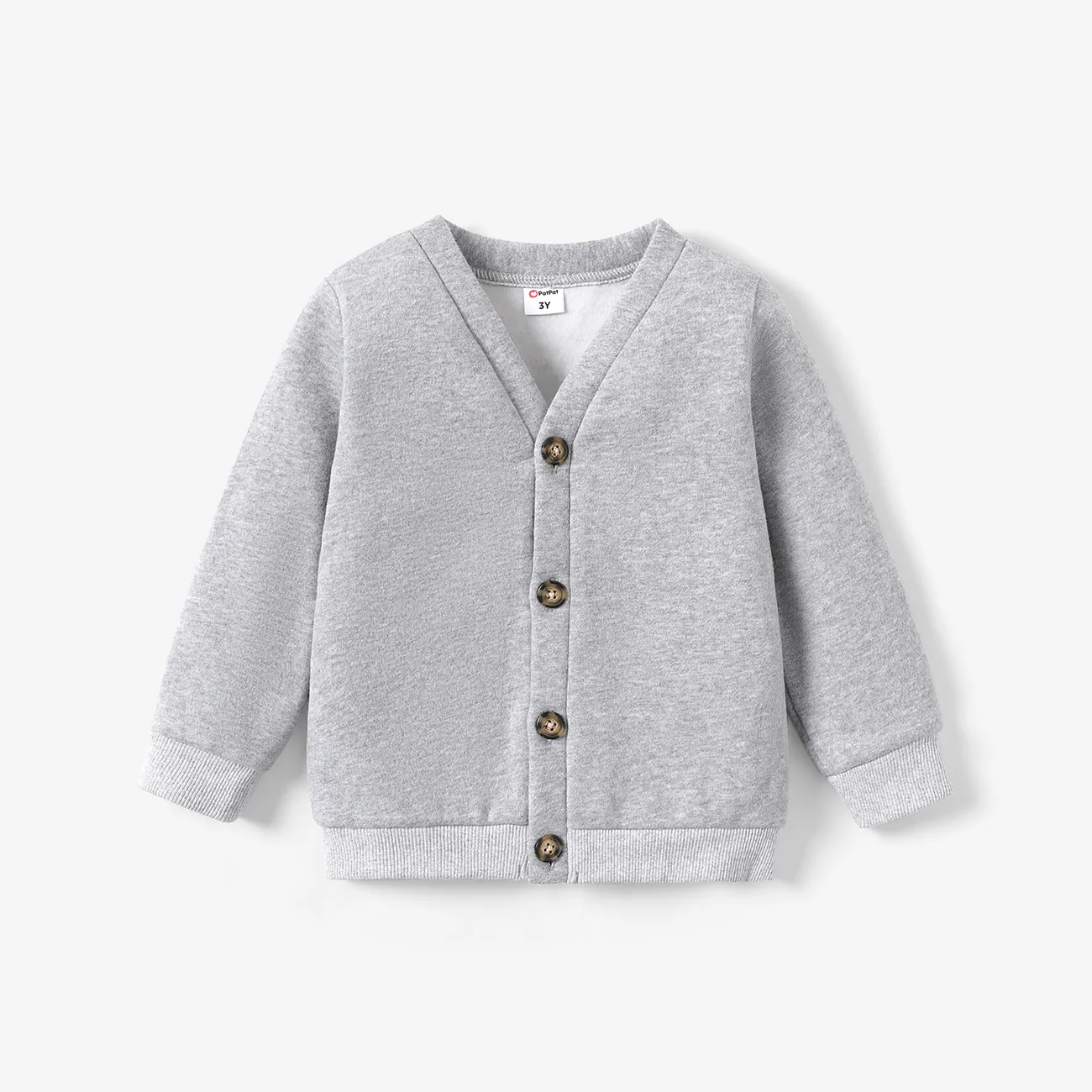 Toddler Boy Solid Color Knit Cardigan Coats/Jackets Grey big image 1