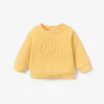 Baby Girl/Boy Hyper-Tactile 3D Letter Long Sleeve Top Yellow