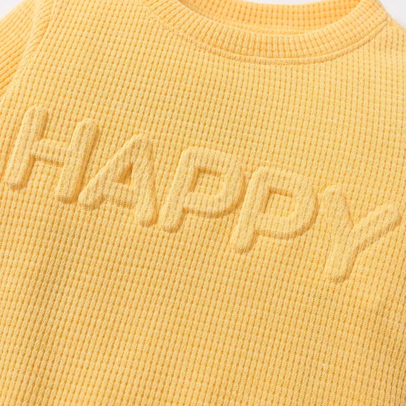 Baby Girl/Boy Hyper-Tactile 3D Letter Long Sleeve Top Yellow big image 1