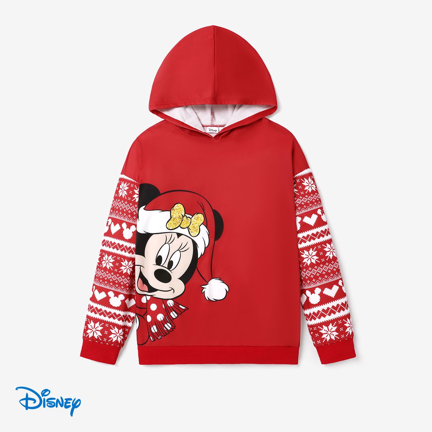 Disney Mickey And Friends Family Matching Christmas Character Print Long-sleeve Hooded Top