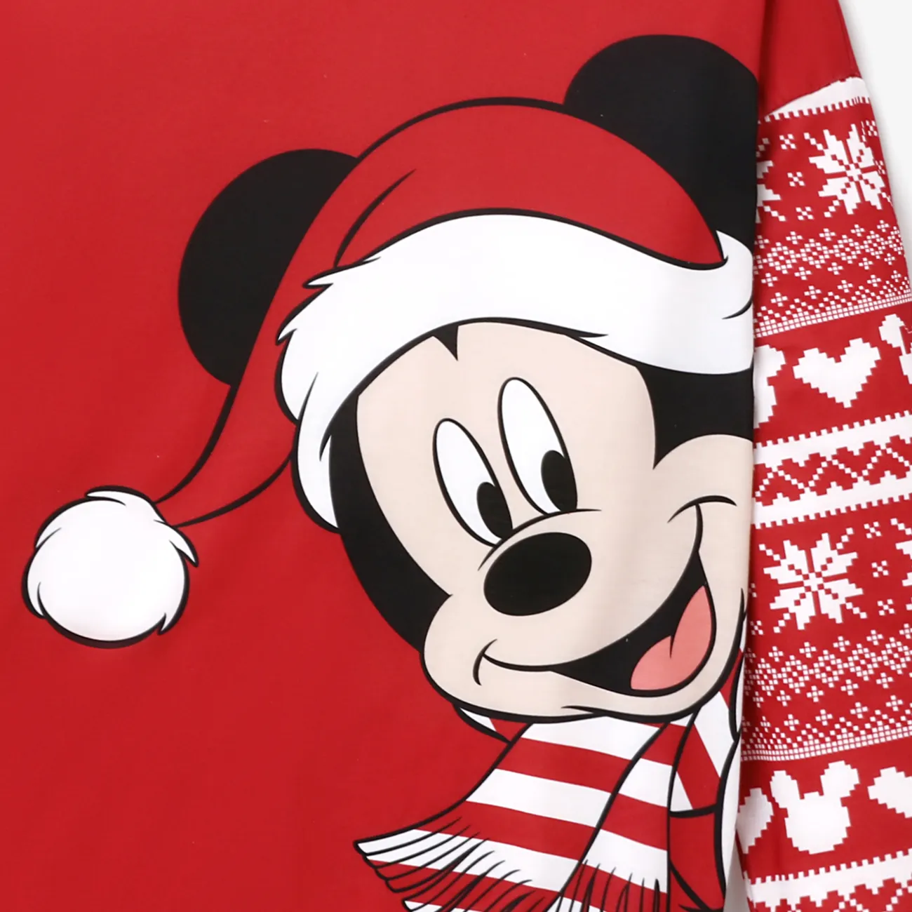 Disney Mickey and Friends Family Matching Christmas Character Print Long-sleeve Hooded Top  Red big image 1