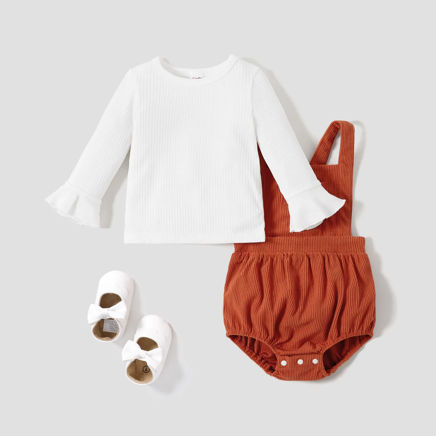 2pcs Baby Girl Solid Patch Pocket Set  image 2