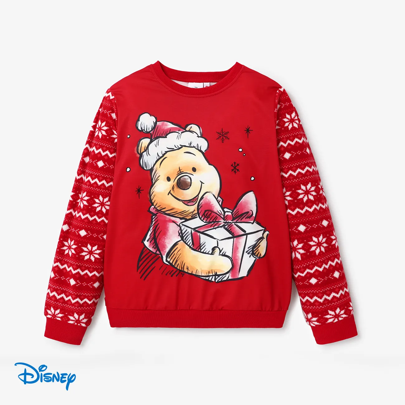 Disney Winnie the Pooh Family Matching Christmas Character Print Long-sleeve Top  Red big image 1