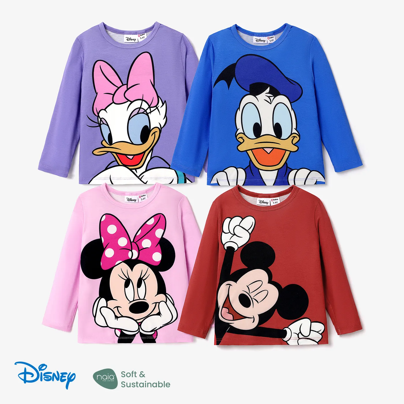 迪士尼米奇和朋友幼兒和兒童女孩/男孩奈亞™角色印花長袖 T 恤
