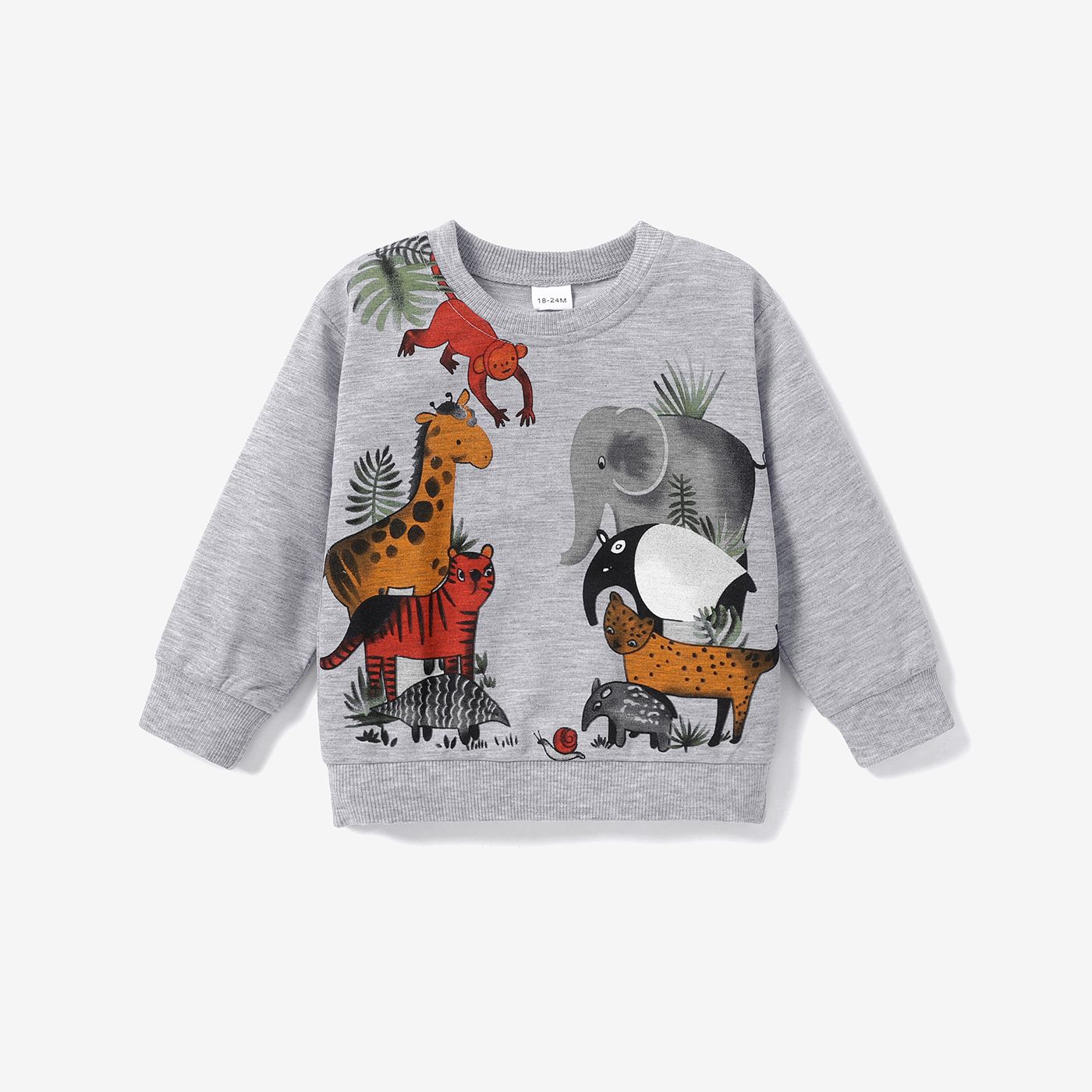 Toddler Boy Playful Animal Print Pullover Sweatshirt