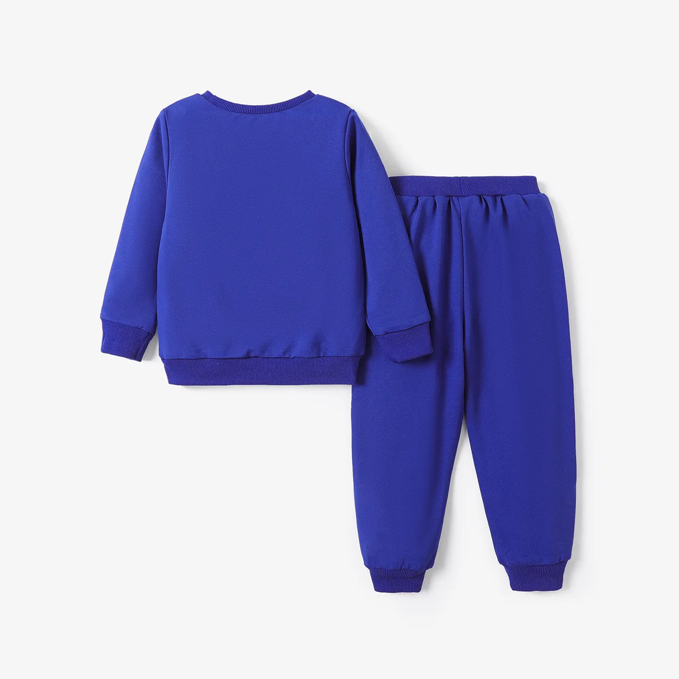 2-piece Toddler Boy Letter Number Print Pullover Sweatshirt and Pants Set Dark Blue image 4