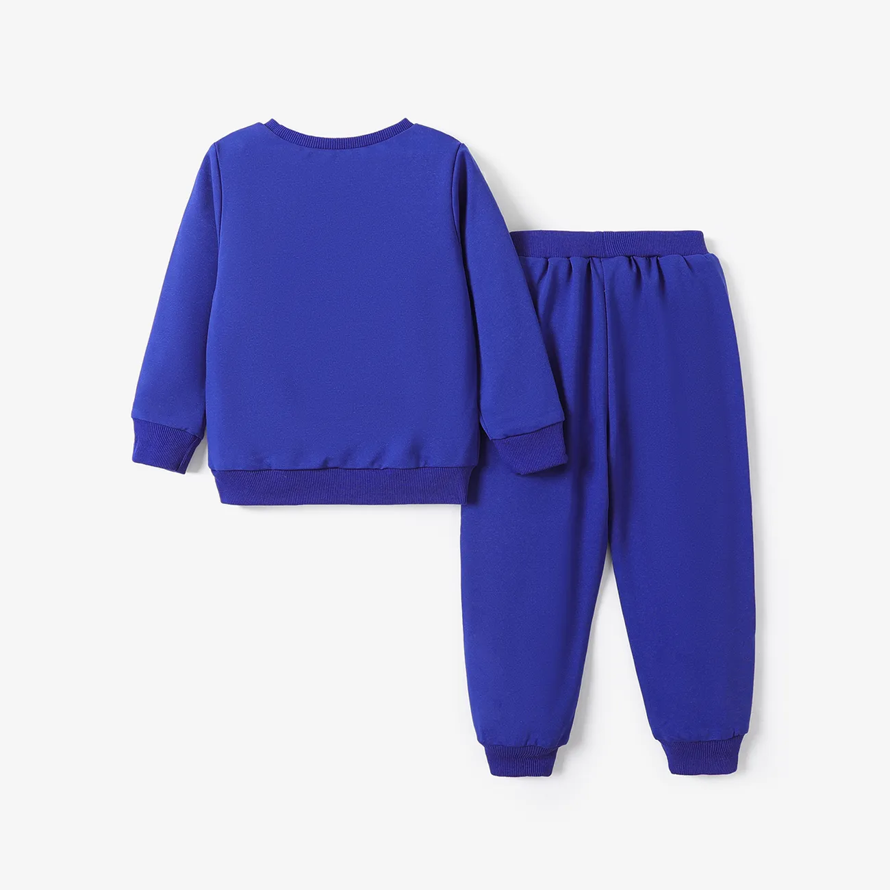 2-piece Toddler Boy Letter Number Print Pullover Sweatshirt and Pants Set Dark Blue big image 1