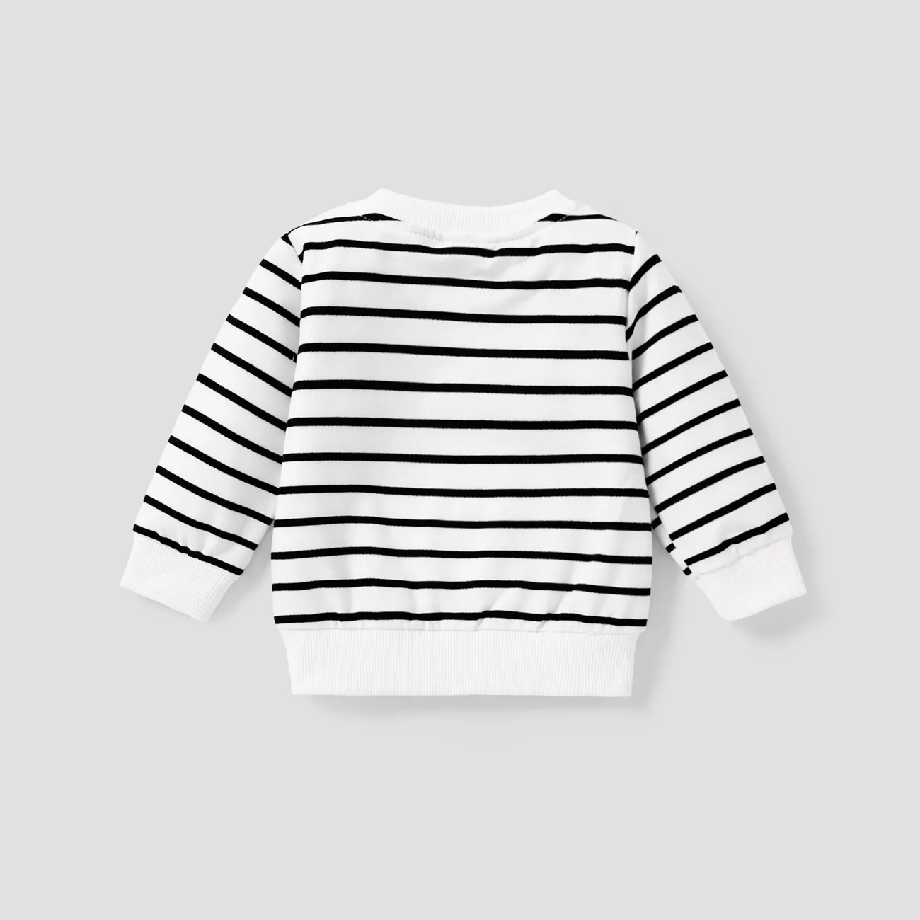 Baby Boy/Girl Long-sleeve Striped Pullover Sweatshirt OffWhite big image 1