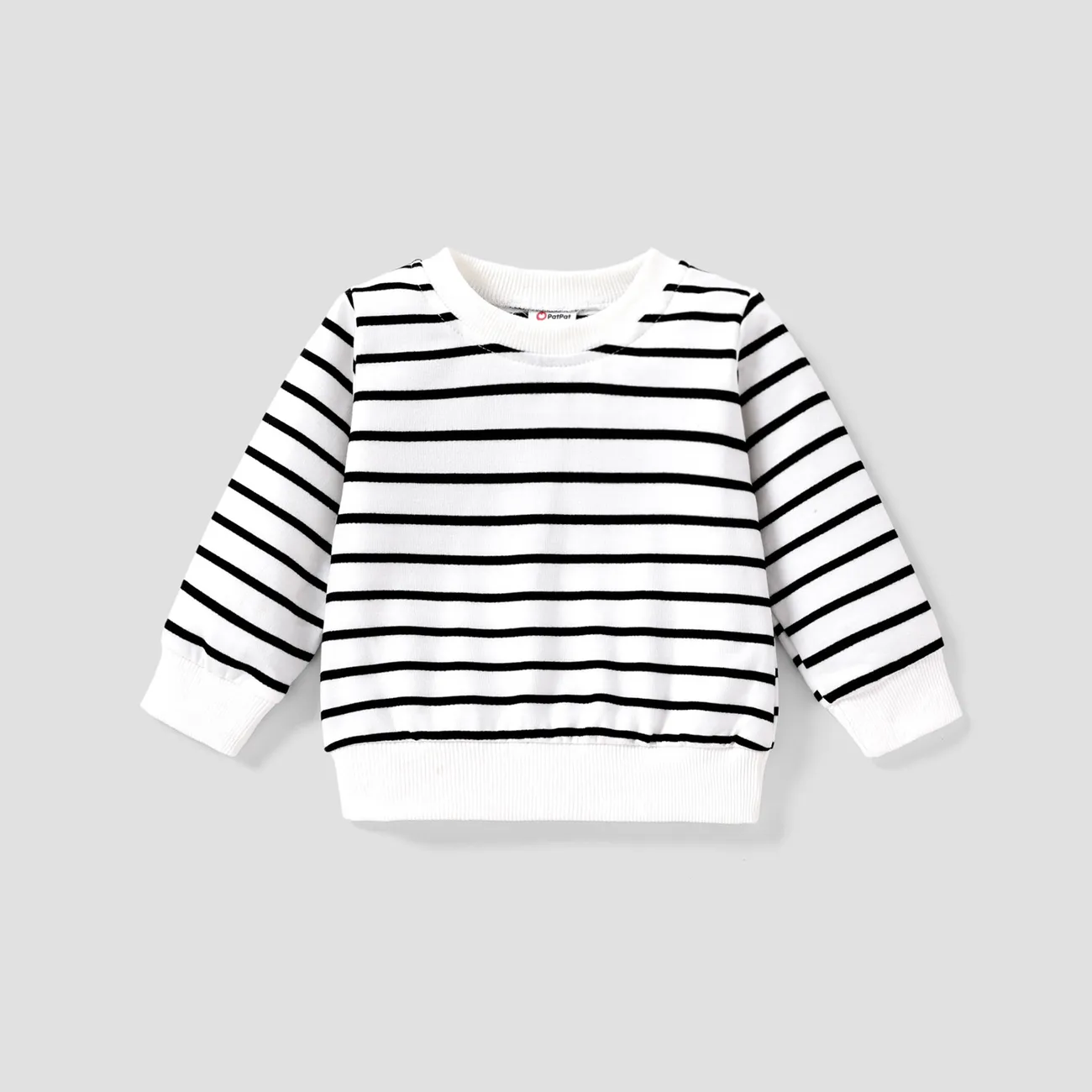 Baby Boy/Girl Long-sleeve Striped Pullover Sweatshirt OffWhite big image 1