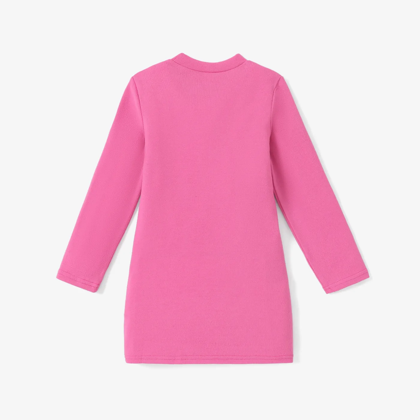 Kid Girl Solid Color Stand Collar Long-sleeve Knit Dress  image 2