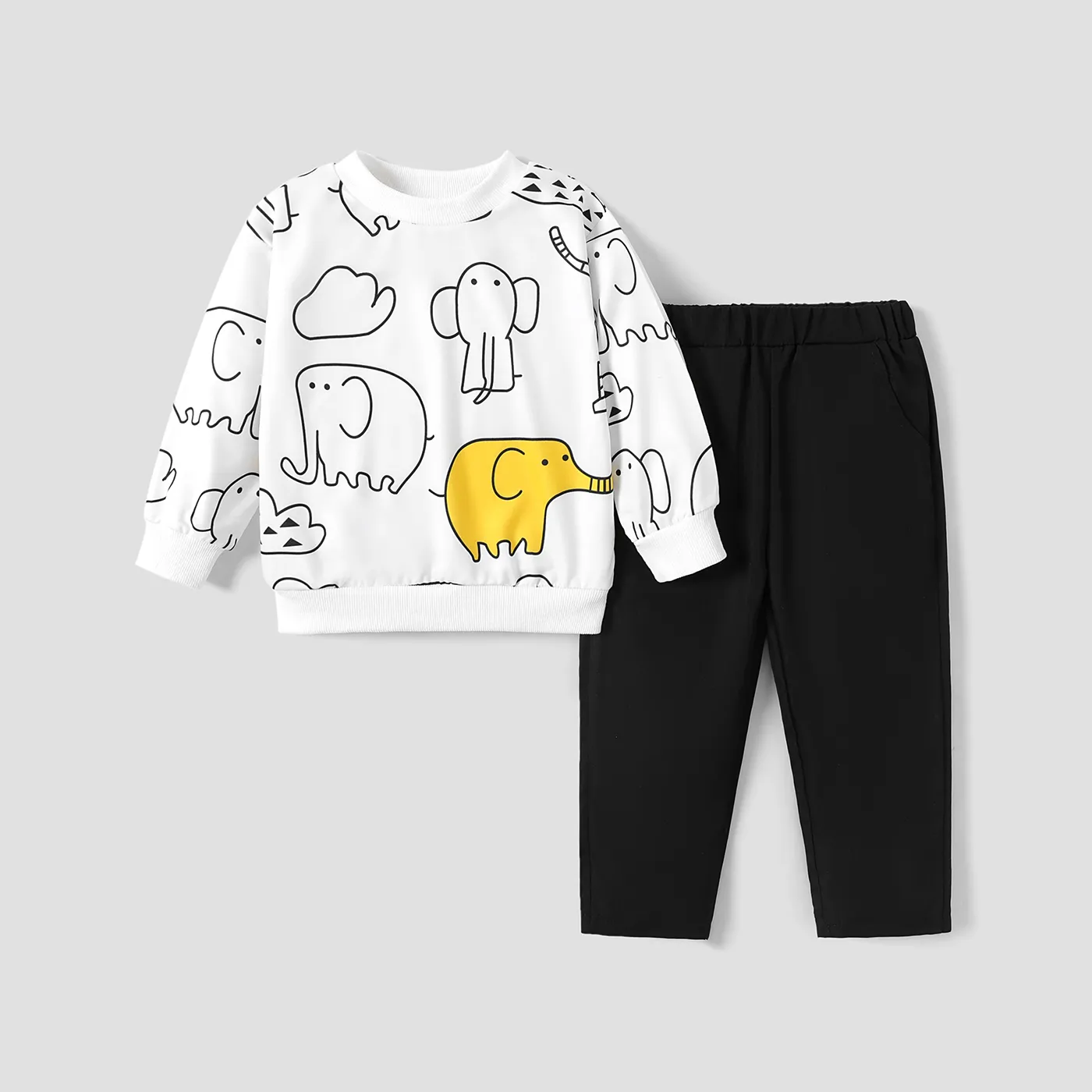 2PCS Toddler Garçon Enfantin Animal Elephant Pattern Top / Pantalon Set