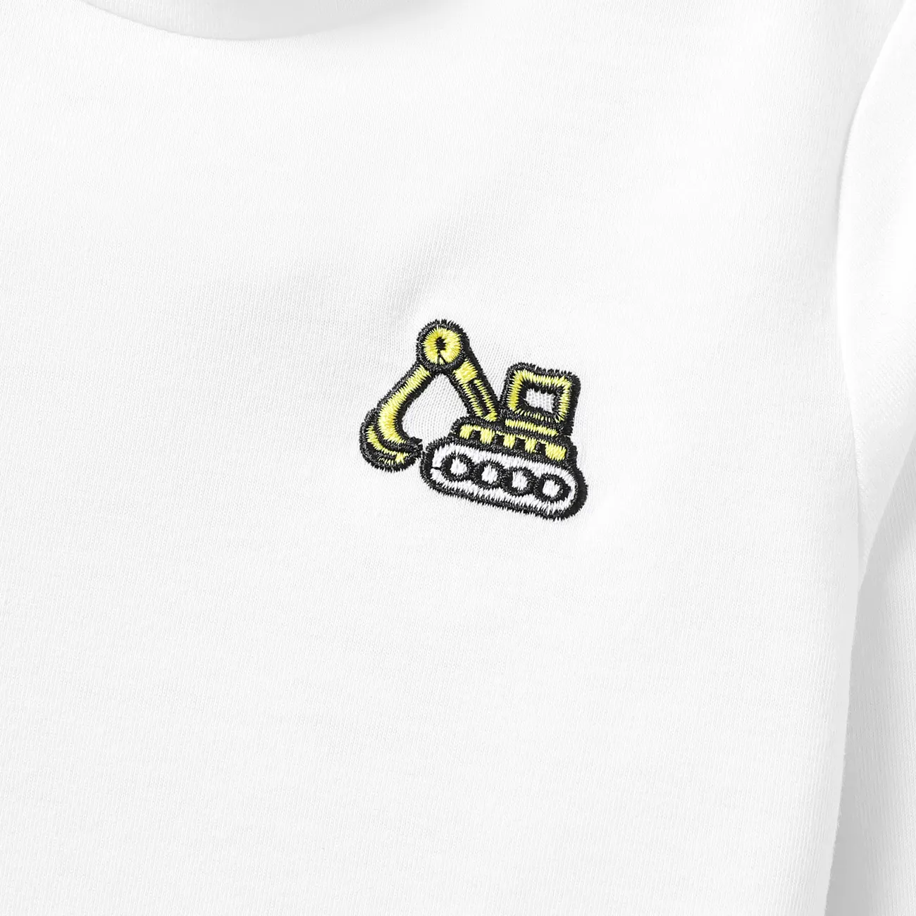 Toddler Boy Vehicle Print Mock Neck Long-sleeve Tee White big image 1
