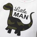 3pcs Baby Boy 95% Cotton Long-sleeve Dinosaur Letter Print Romper and Camouflage Trousers with Hat Set  image 2
