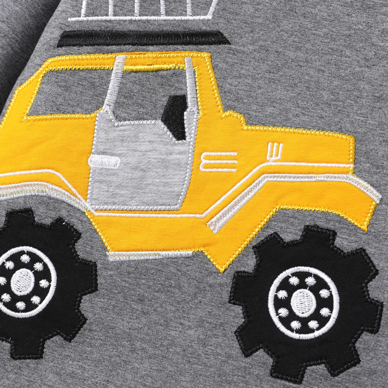 2pcs Toddler Boy Vehicle print sweatshirt and Solid color pant set Grey big image 1