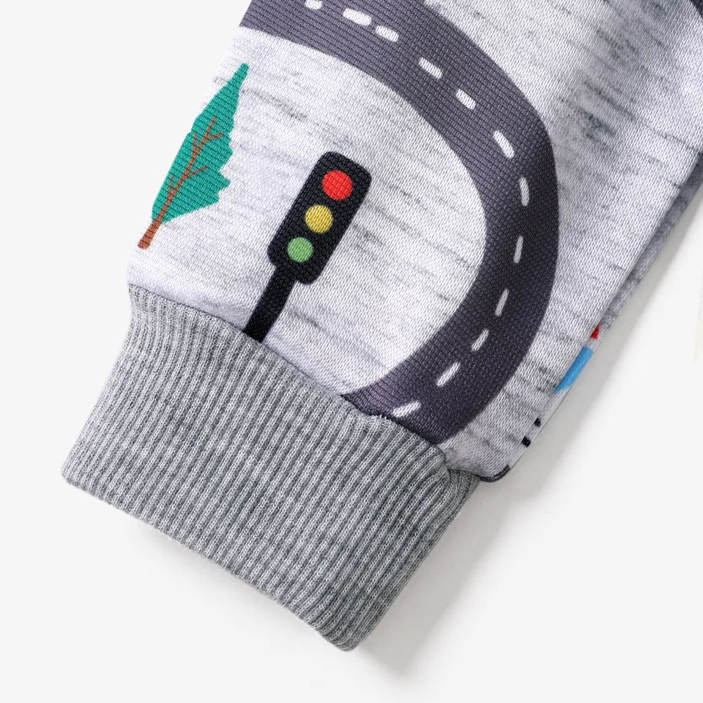 Toddler Boy Road Vehicle Print Hoodie Sweatshirt big image 3