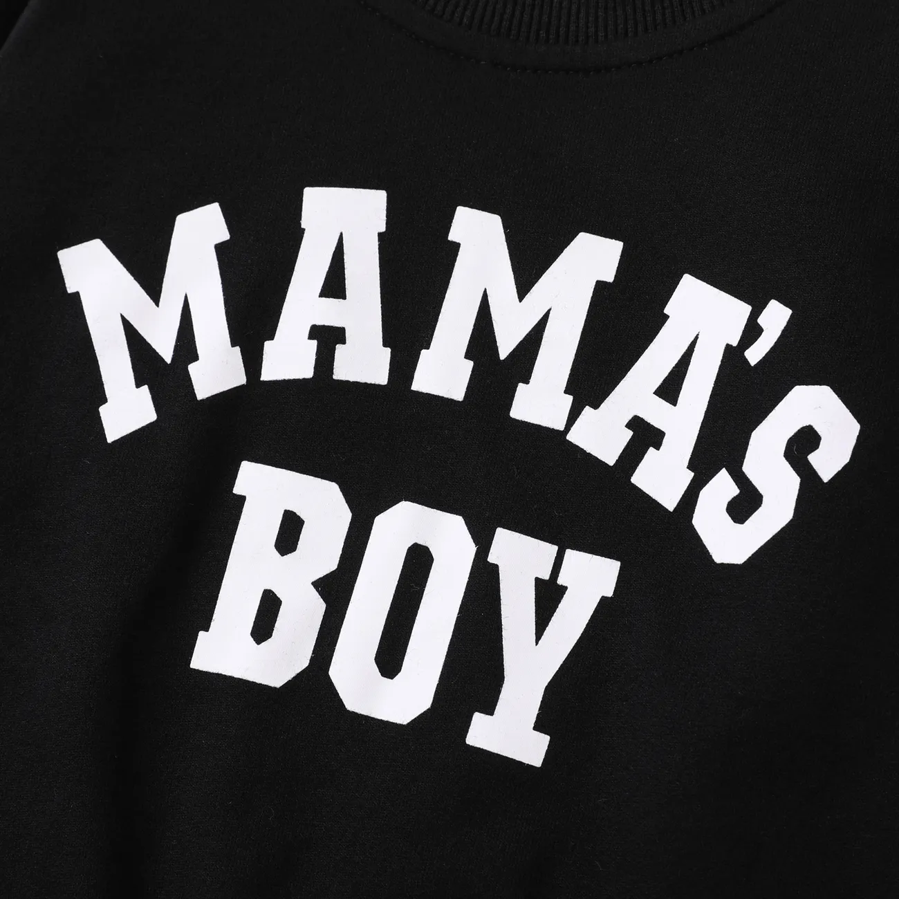 100% Cotton Baby Boy/Girl Letter Print Long-sleeve Pullover Sweatshirt Black big image 1